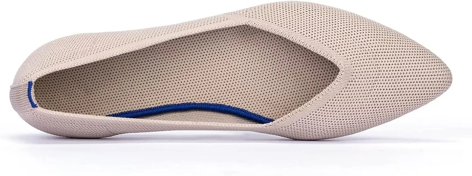 Frank Mully Womens Flat Shoes Classic Pointed Toe Flats Knitted Dress Shoes Soft Flats for Woman Comfortable Dressy