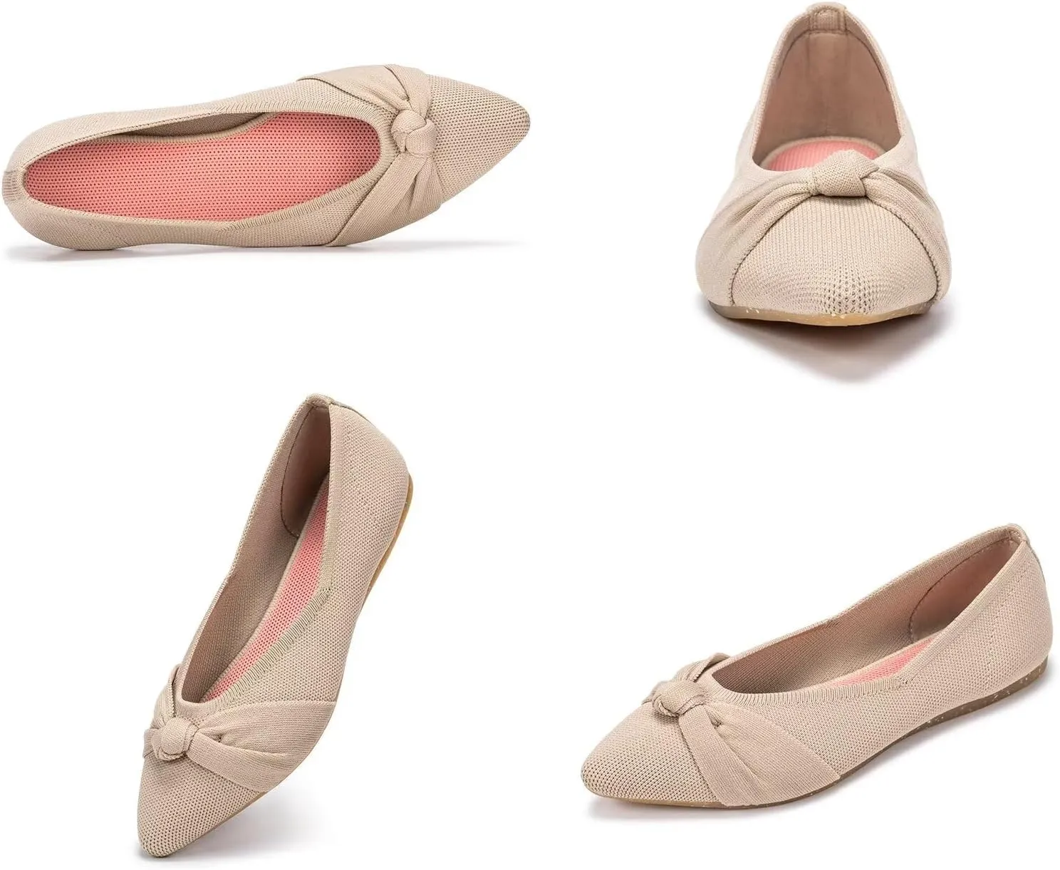 Frank Mully Womens Flat Shoes Classic Pointed Toe Flats Knitted Dress Shoes Soft Flats for Woman Comfortable Dressy