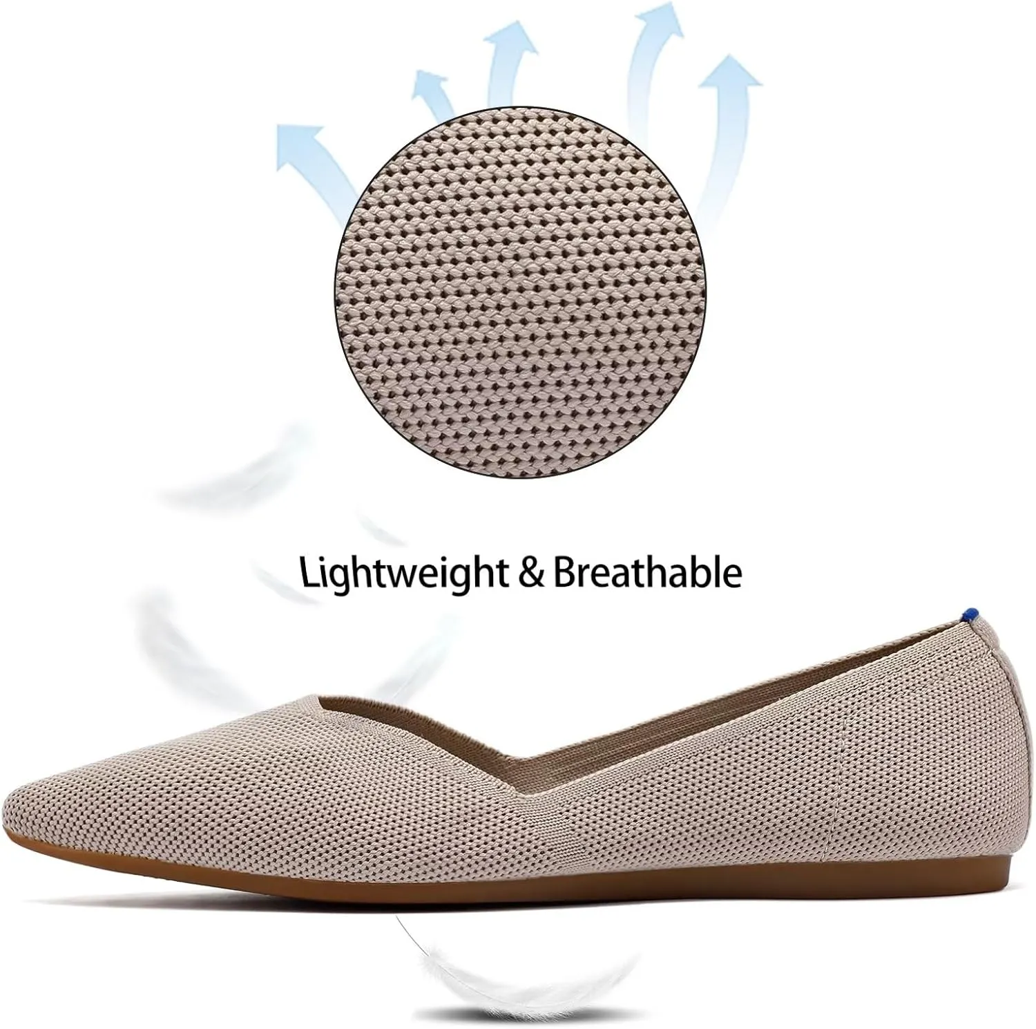 Frank Mully Womens Flat Shoes Classic Pointed Toe Flats Knitted Dress Shoes Soft Flats for Woman Comfortable Dressy