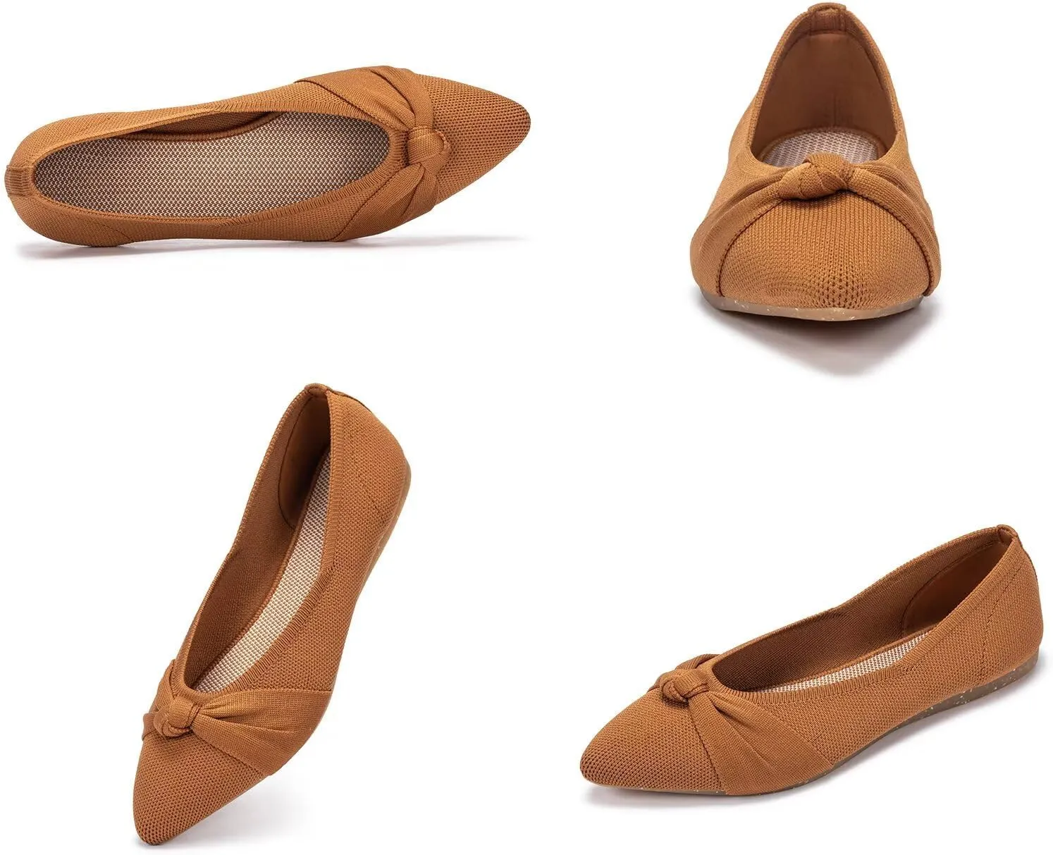 Frank Mully Womens Flat Shoes Classic Pointed Toe Flats Knitted Dress Shoes Soft Flats for Woman Comfortable Dressy