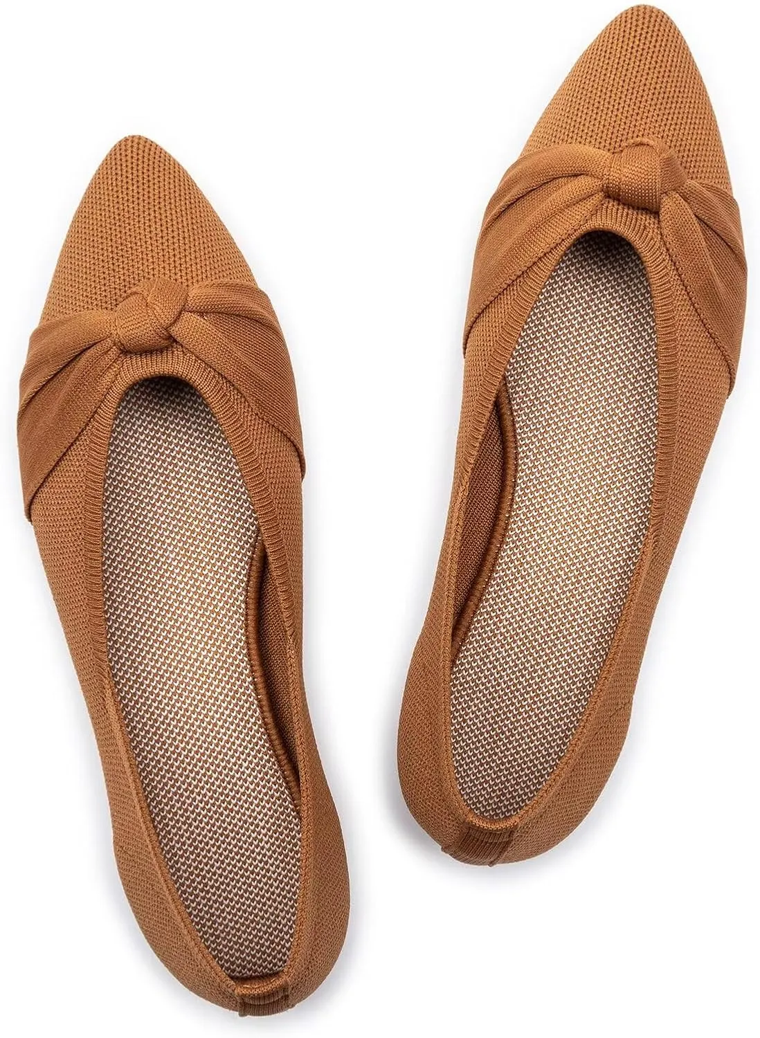 Frank Mully Womens Flat Shoes Classic Pointed Toe Flats Knitted Dress Shoes Soft Flats for Woman Comfortable Dressy