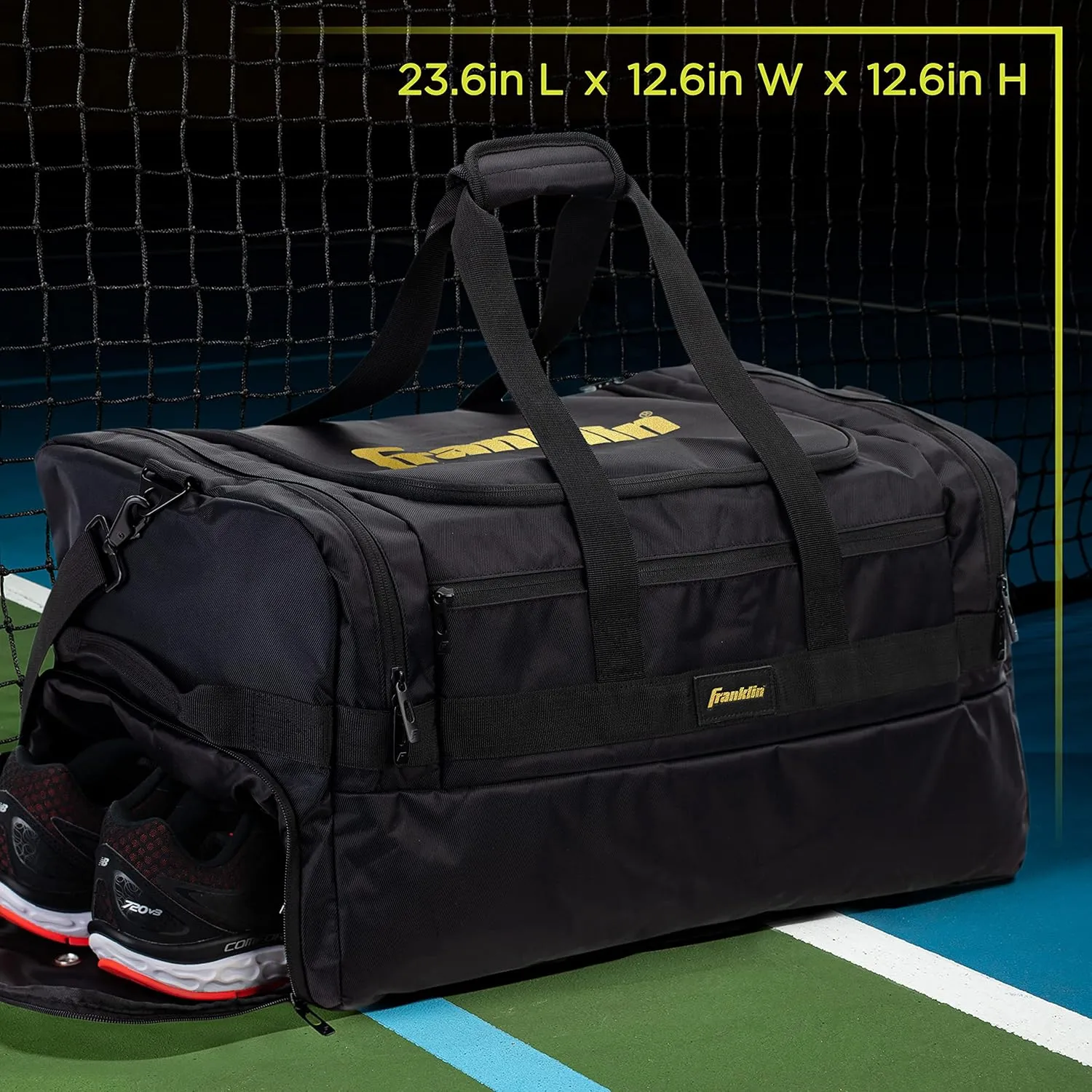 Franklin Sports Pickleball Bags - Sling Bag - Duffle Bag - Backpack for Paddles, Pickleballs   Accessories - Elite Nylon Fabric - Pickleball Equipment Bag for Men   Women - Black