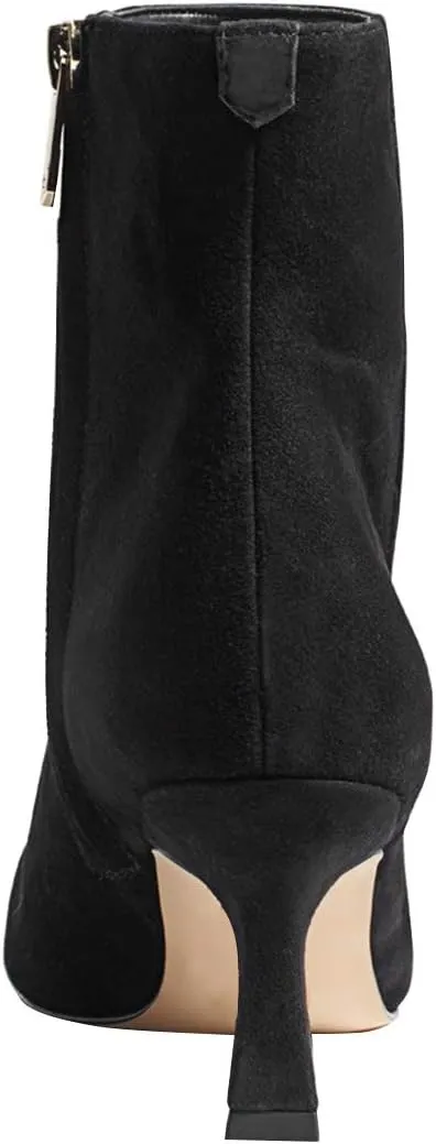 FSJ Women Comfy Zipper Medium Spool Heels Square Toe Classic Pull On Office Boots Size 4-15 M US