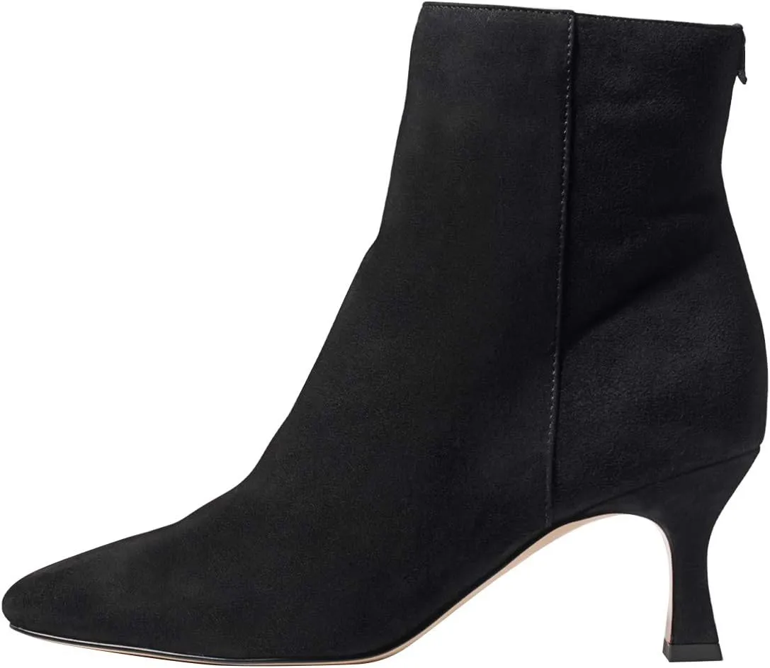 FSJ Women Comfy Zipper Medium Spool Heels Square Toe Classic Pull On Office Boots Size 4-15 M US