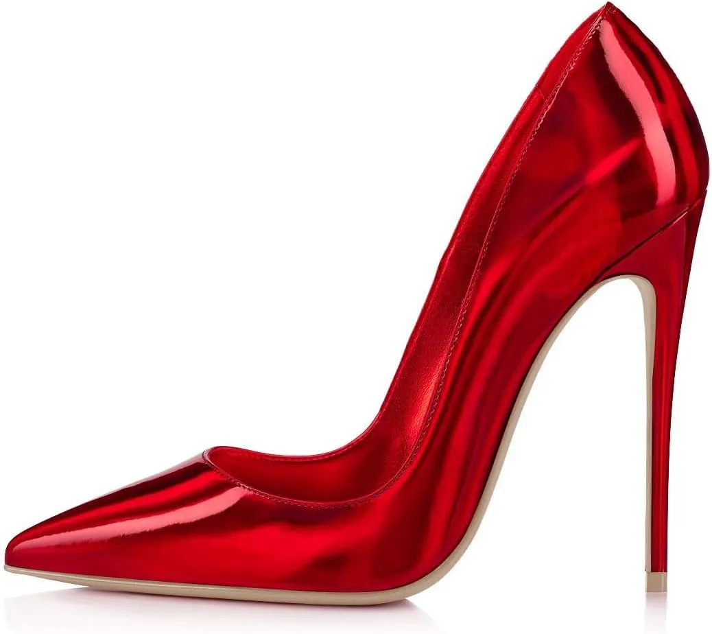 FSJ Women Formal Pointed Toe Pumps High Heel Sexy Stilettos Slip On Office Cute Evening Dress Shoes Size 4-15 US