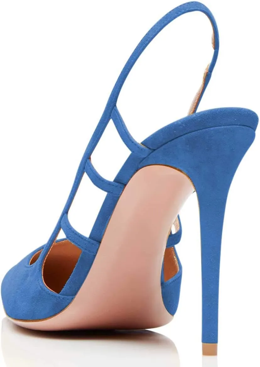 FSJ Women Pointy Toe Cutout Slip On Pumps Stilettos High Heel Slingback Gladiator Evening Office Lady Dress Shoes Size 4-15 US