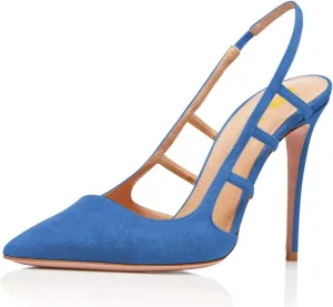 FSJ Women Pointy Toe Cutout Slip On Pumps Stilettos High Heel Slingback Gladiator Evening Office Lady Dress Shoes Size 4-15 US