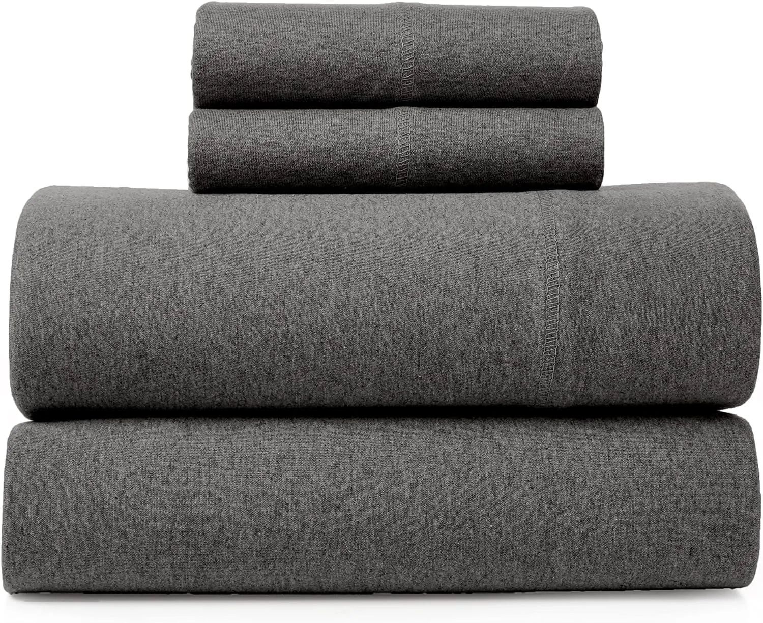 Full XL 100% Cotton Jersey Knit Sheet Set - Extra-Soft, Breathable & Hypoallergenic - 15" Deep Pockets, 54" x 80" - Ideal for Extra Long Full Beds - 4PC Set (Full XL, Dark Heather Grey )
