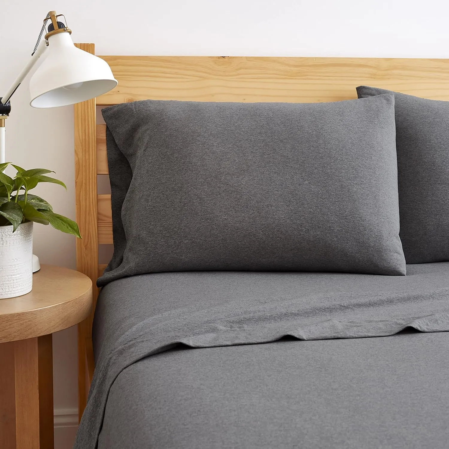 Full XL 100% Cotton Jersey Knit Sheet Set - Extra-Soft, Breathable & Hypoallergenic - 15" Deep Pockets, 54" x 80" - Ideal for Extra Long Full Beds - 4PC Set (Full XL, Dark Heather Grey )