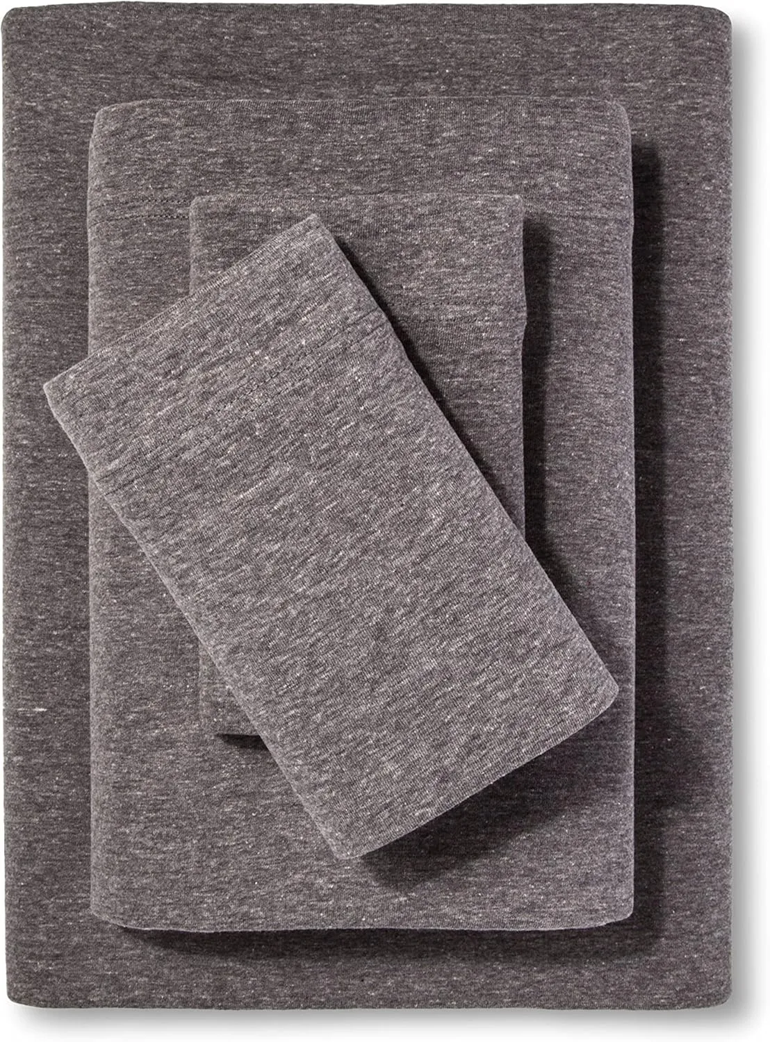 Full XL 100% Cotton Jersey Knit Sheet Set - Extra-Soft, Breathable & Hypoallergenic - 15" Deep Pockets, 54" x 80" - Ideal for Extra Long Full Beds - 4PC Set (Full XL, Dark Heather Grey )