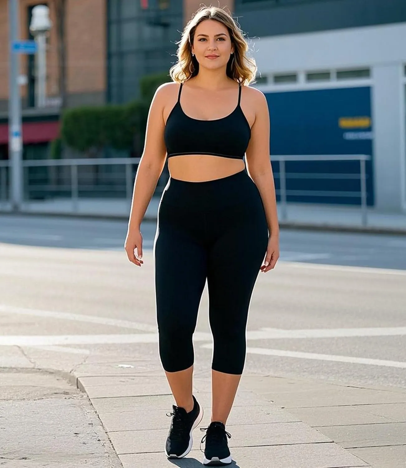FULLSOFT 3 Pack Capri Leggings for Women - High Waisted Tummy Control Black Workout Yoga Pants