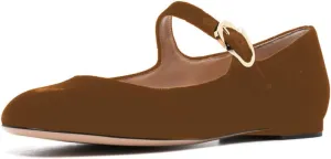 FYS Women Round Toe Mary Janes Cute Slim Strap Ballet Flats Comfy Walking School Office Shoes Size 4-15 US
