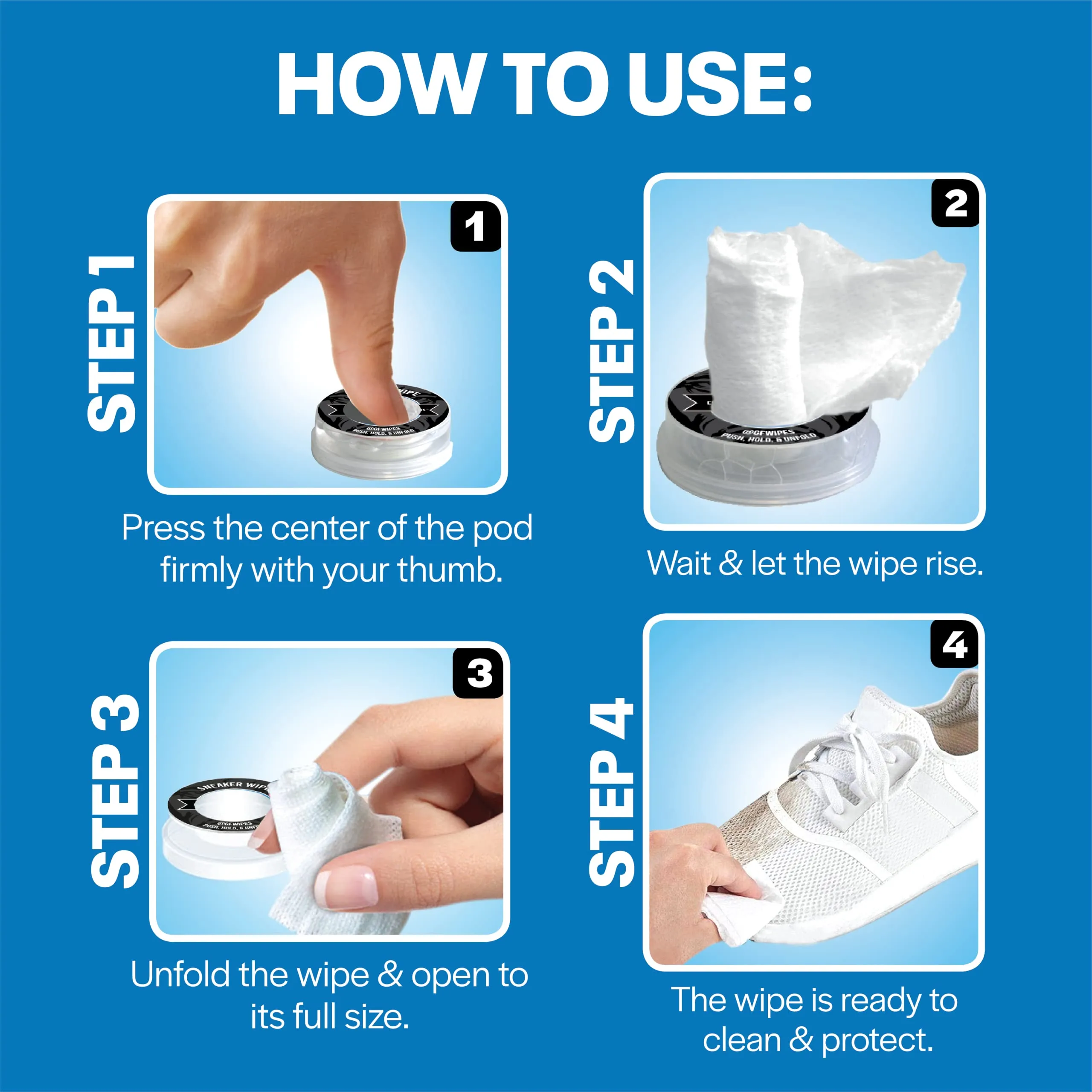 Game Face Wipes Sneaker Cleaner - On-The-Go Shoe Cleaning Wipes | Sneaker Eraser Shoes Anywhere | Use On Cleats, Golf Shoes, Basketball Shoes, Leather, Canvas, Mesh & More | 8 Count of Portable Wipes