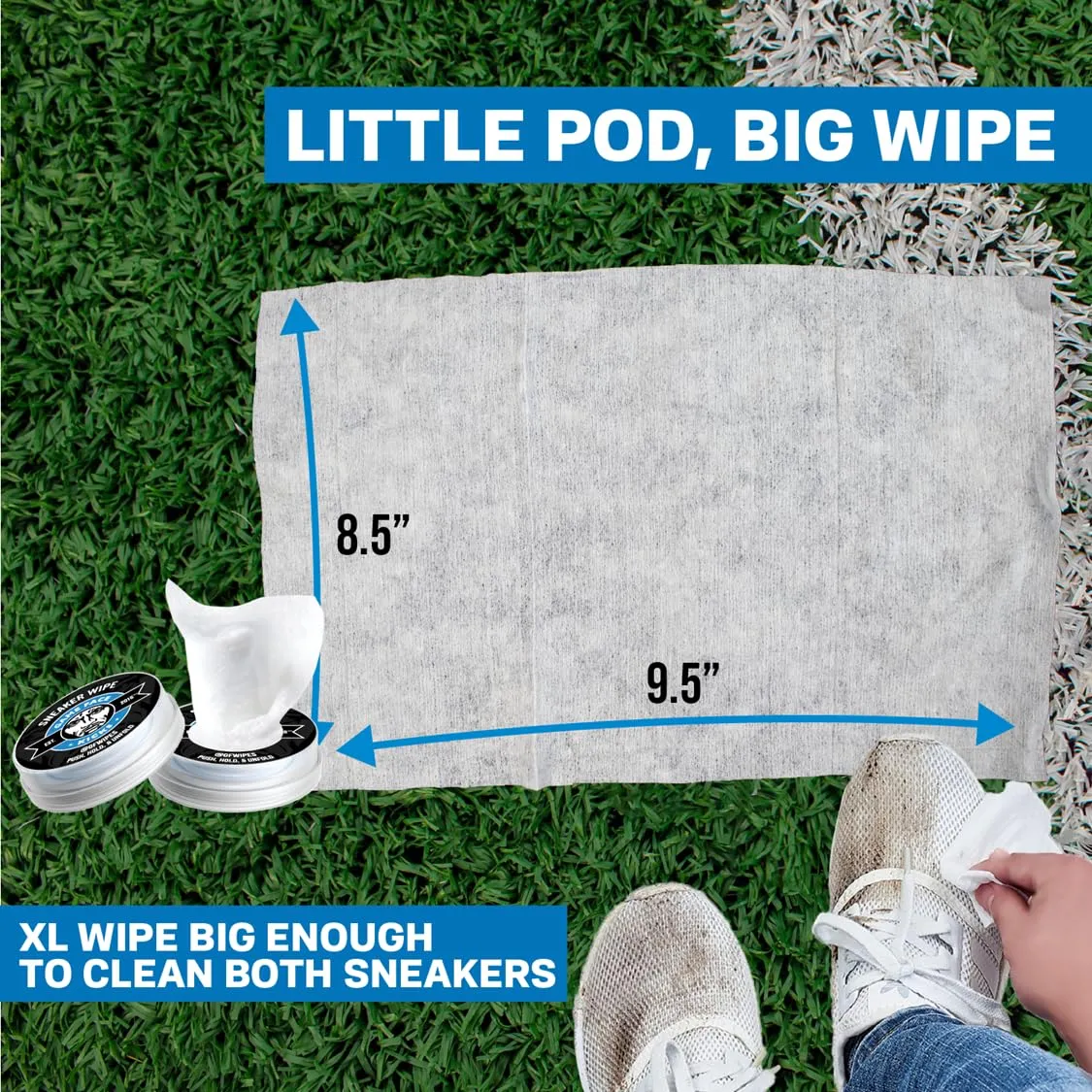 Game Face Wipes Sneaker Cleaner - On-The-Go Shoe Cleaning Wipes | Sneaker Eraser Shoes Anywhere | Use On Cleats, Golf Shoes, Basketball Shoes, Leather, Canvas, Mesh & More | 8 Count of Portable Wipes