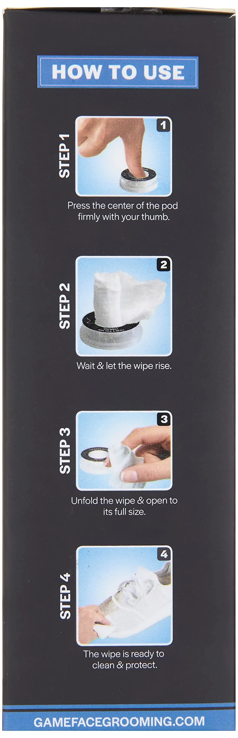 Game Face Wipes Sneaker Cleaner - On-The-Go Shoe Cleaning Wipes | Sneaker Eraser Shoes Anywhere | Use On Cleats, Golf Shoes, Basketball Shoes, Leather, Canvas, Mesh & More | 8 Count of Portable Wipes