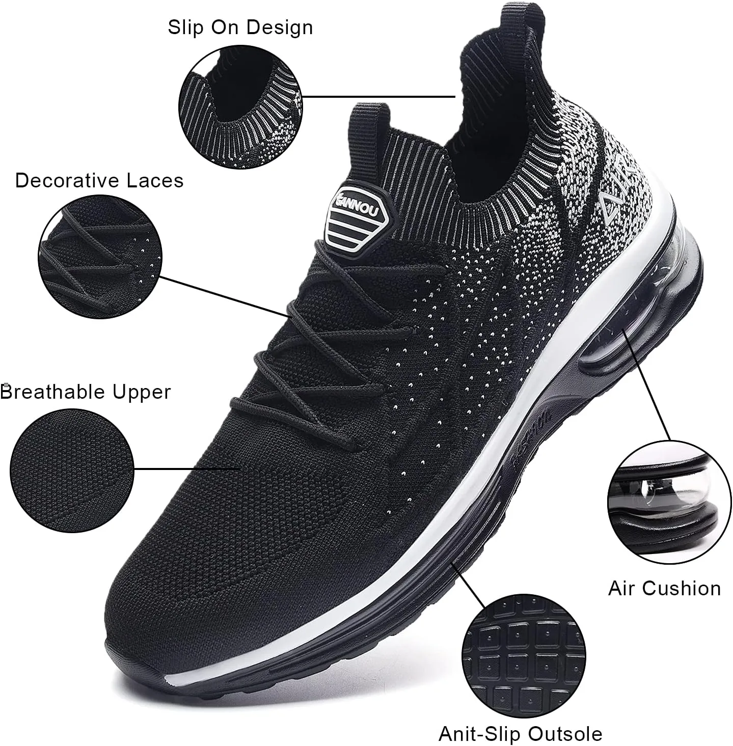 GANNOU Women's Athletic Running Shoes Fashion Sport Gym Jogging Tennis Fitness Sneaker US5.5-11