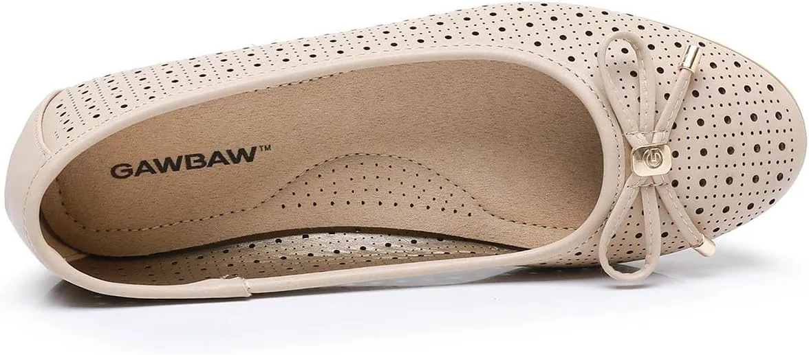 GAWBAW Women's Ballet Flats Shoes Comfortable Slip On Casual Dress Flats Low Wedge Ballerina Walking Flats for Women