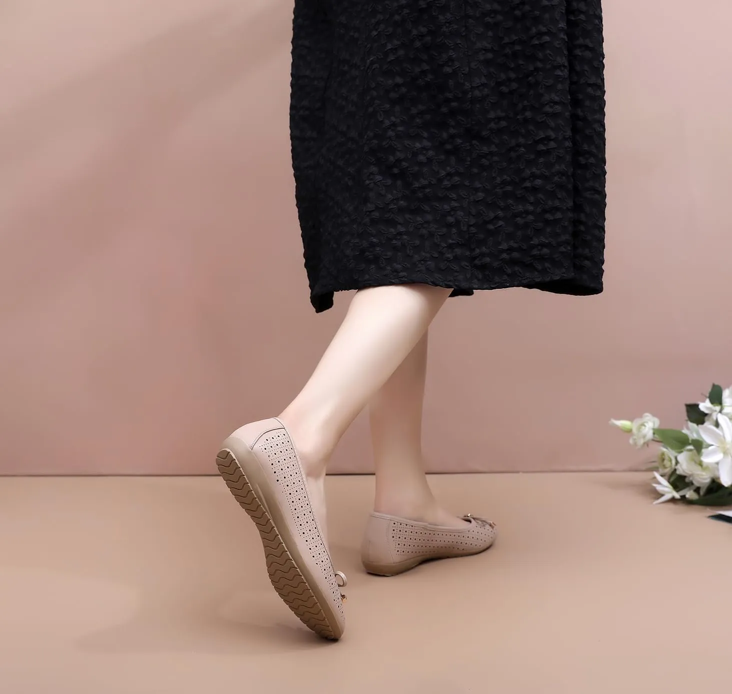 GAWBAW Women's Ballet Flats Shoes Comfortable Slip On Casual Dress Flats Low Wedge Ballerina Walking Flats for Women