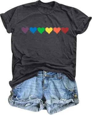 Gay Pride Shirts Women Rainbow Graphic Tee Love Wins T Shirt LGBT Equality Shirts Casual Summer Short Sleeve Tops