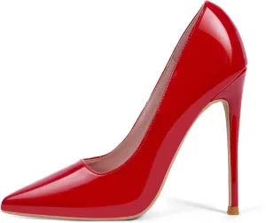 GENSHUO Women's 4.7 Inch Pumps Pointy Closed Toe Stiletto Sexy Red High Heels Slip on Porm Party Wedding Dress Shoes Size 7