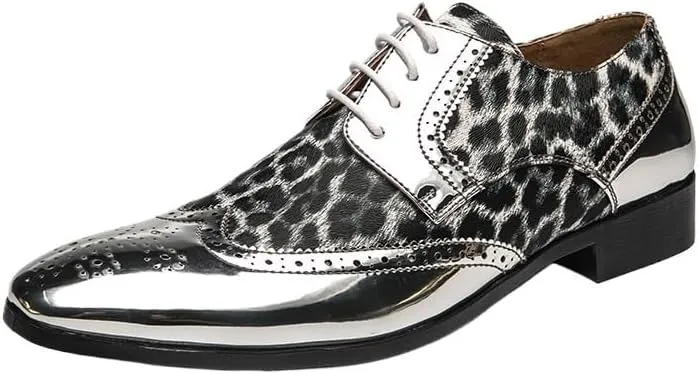 Genuine Leather Dress Shoes for Men, Men's Business Oxfords Footwear, Men Lace-up Patchwork Loafer Shoes, Casual Driving Flats