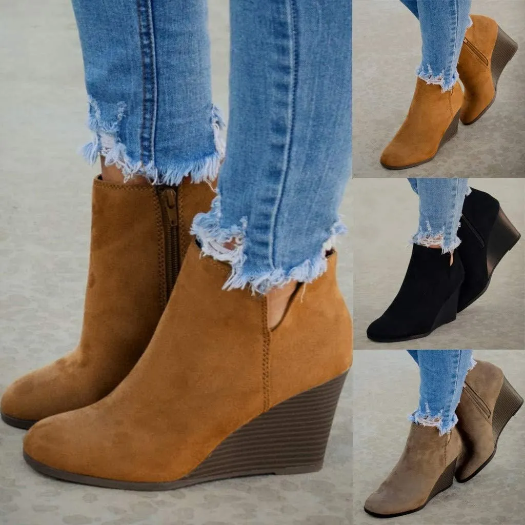Gibobby Boots for Women Wide Calf,Retro Boots Comfy Flat Bottom Increased Combat Booties Outdoor Fringe Western Shoes