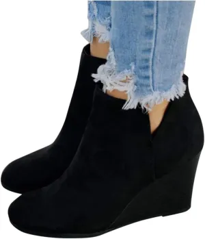 Gibobby Boots for Women Wide Calf,Retro Boots Comfy Flat Bottom Increased Combat Booties Outdoor Fringe Western Shoes