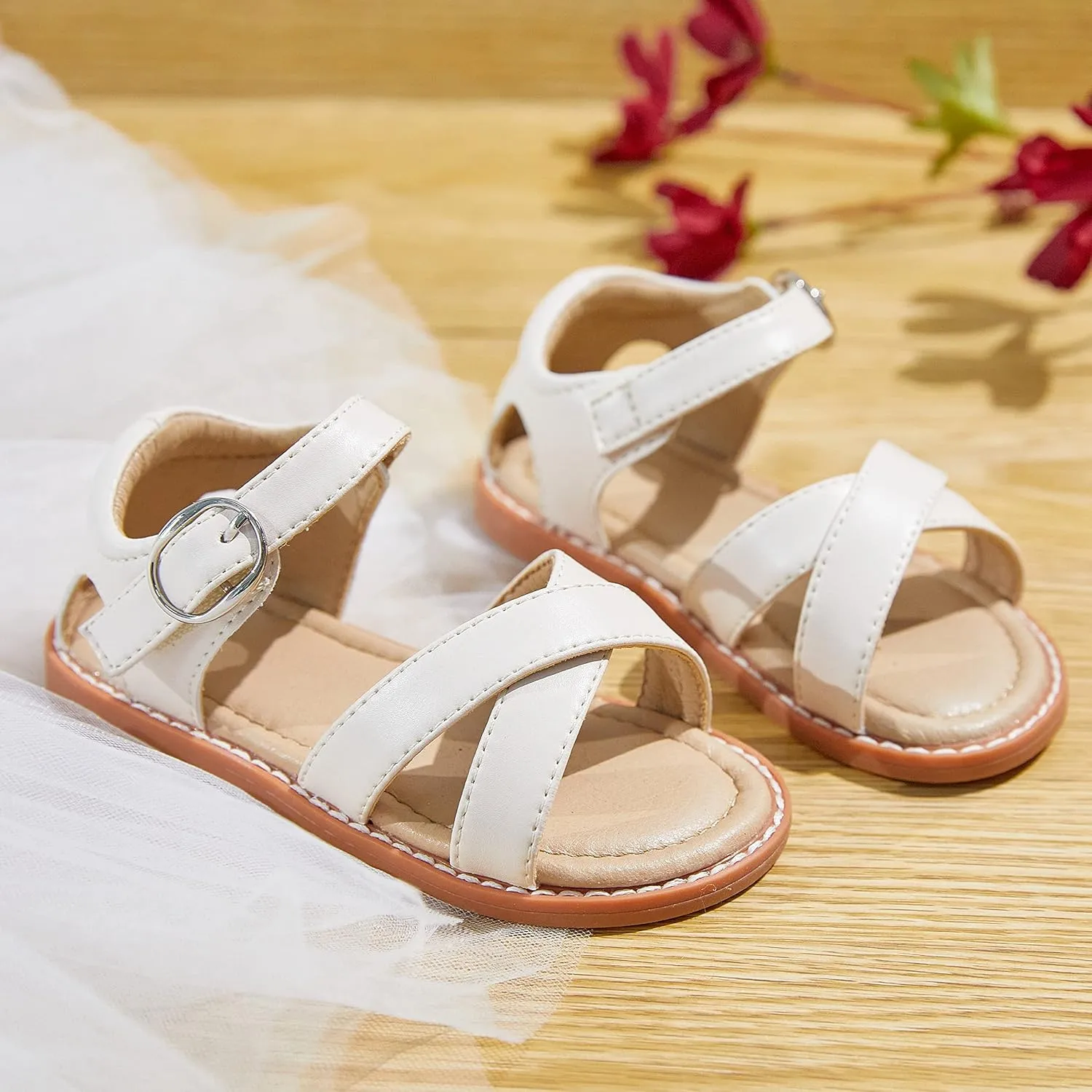Girls Open Toe Flat Sandals Summer Casual Toddler Little Kid Sandals