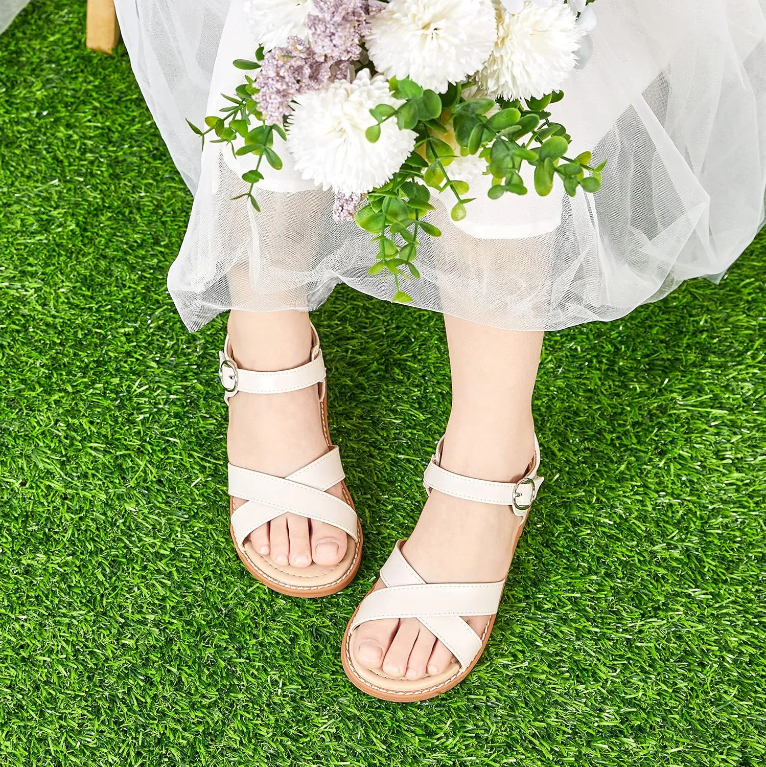 Girls Open Toe Flat Sandals Summer Casual Toddler Little Kid Sandals