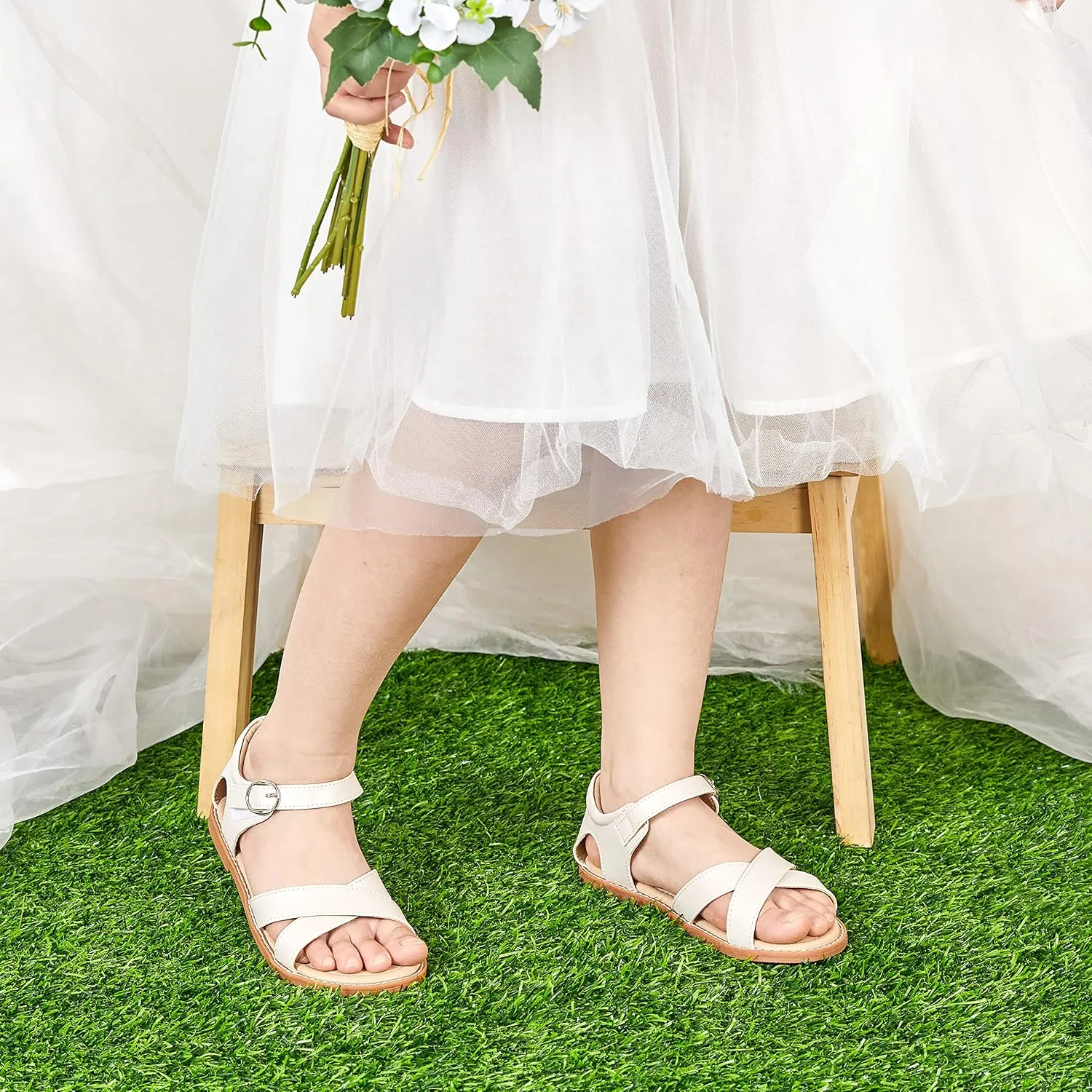 Girls Open Toe Flat Sandals Summer Casual Toddler Little Kid Sandals