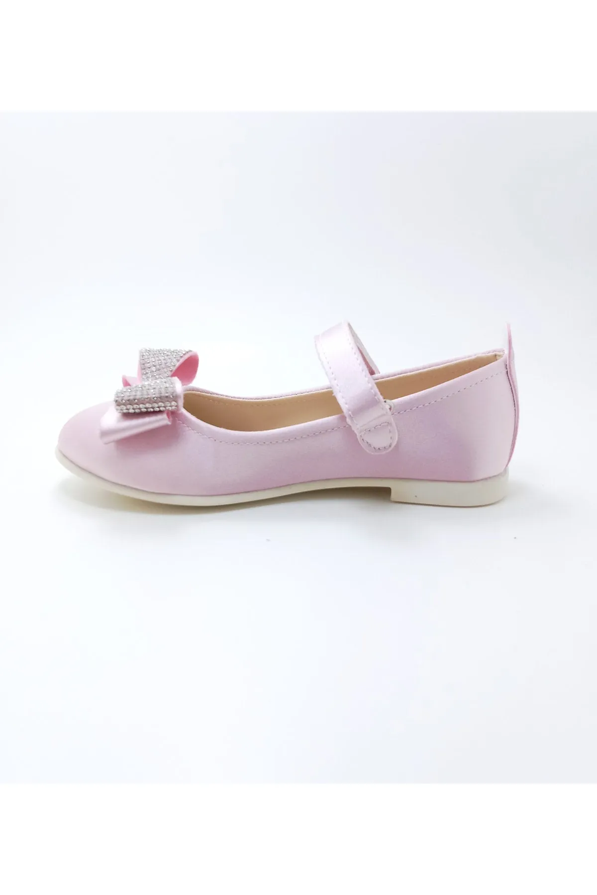 Girl's Stone Bow Satin Orthopedic Flats