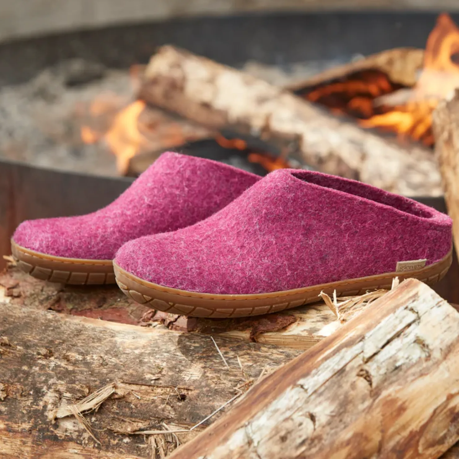 Glerups The Slip On Cranberry - Honey Rubber Sole