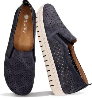 Glolily Elle Perf Women's Comfort Sneakers - Orthotic Lightweight & Flexible Walking Shoes with Arch Support, Comfortable Casual Fashion Shoes for Women