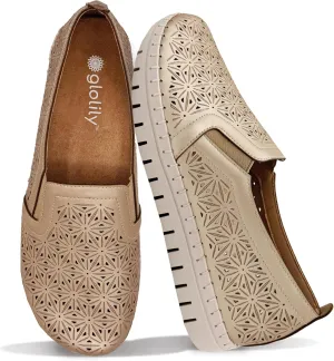 Glolily Elle Perf Women's Comfort Sneakers - Orthotic Lightweight & Flexible Walking Shoes with Arch Support, Comfortable Casual Fashion Shoes for Women