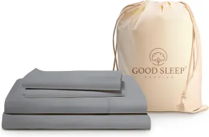 Good Sleep 100% Cotton Queen Sheet Set - 4 Pc Deep Pocket, Luxury 800 TC, Fits Upto 16 Inch, Soft & Breathable Hotel Sheets - Light Grey