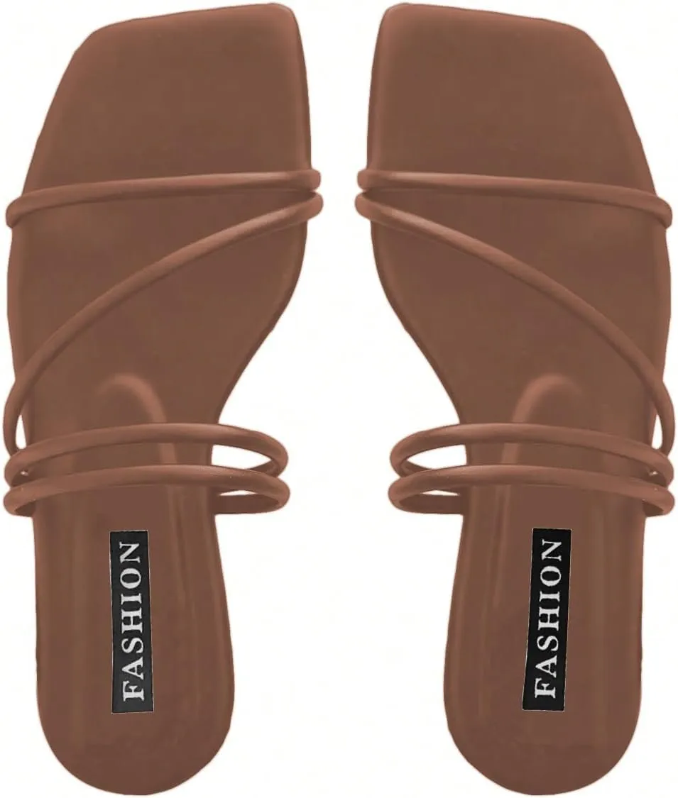 GORGLITTER Women's Strappy Sandals Criss Cross Strap Flat Sandals Open Toe Slides Shoes