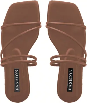 GORGLITTER Women's Strappy Sandals Criss Cross Strap Flat Sandals Open Toe Slides Shoes