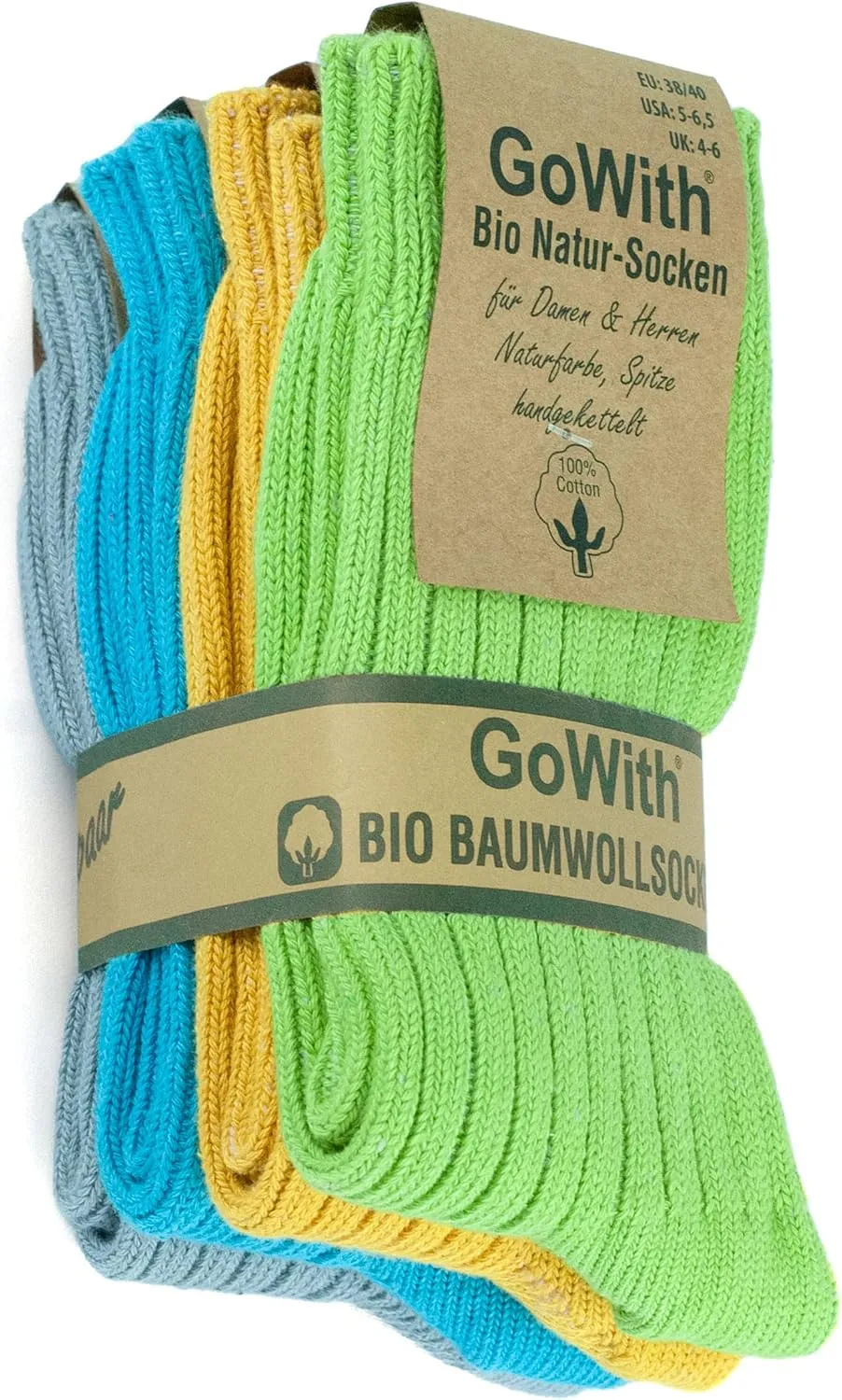 GoWith 4-5 Pairs Unisex Natural 97% Cotton Crew Socks, Comfy Cozy Breathable Seamless Casual Socks for Men & Women