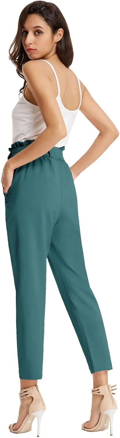 GRACE KARIN Women's Cropped Paper Bag Waist Pants with Pockets