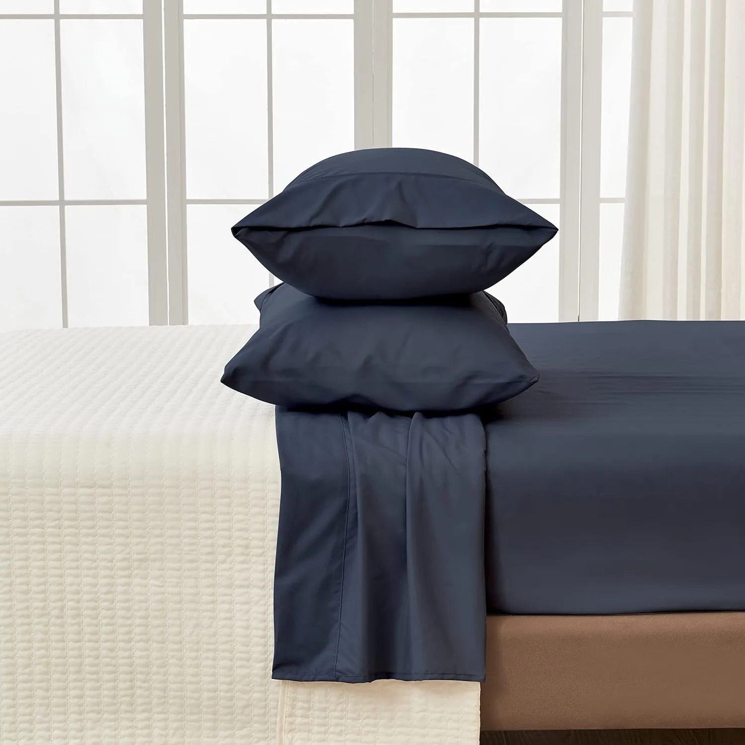 Great Bay Home 3-Piece Twin Blue Microfiber Sheet Set | Ultra-Soft, Brushed Bedding Sheets & Pillowcases - Wrinkle & Fade Resistant, All-Season Bed Sheets for Bed (Twin, Ocean)