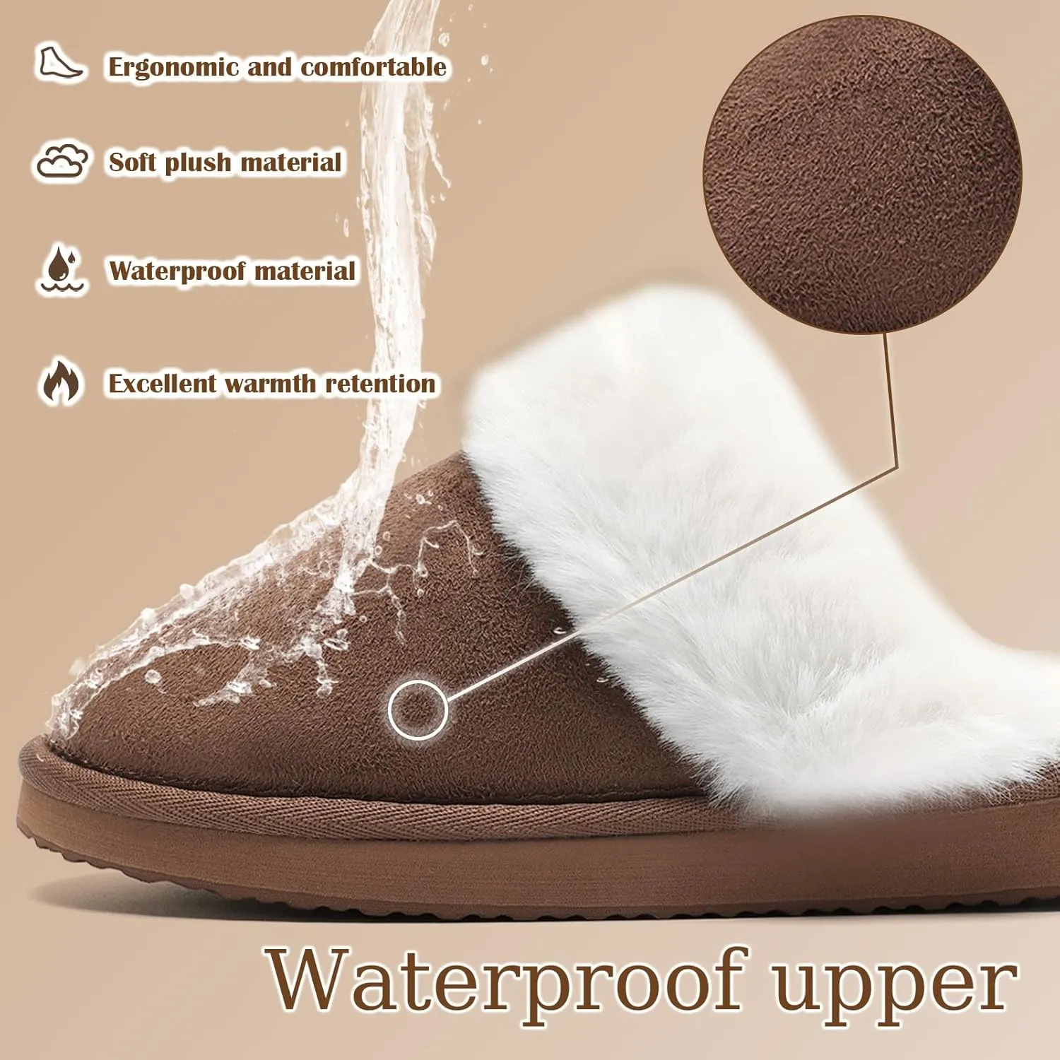 Guyarns Fuzzy House Slippers for Women,Memory Foam Womens Slippers Indoor and Outdoor Non-Slip Faux Fur Comfy Winter House Shoes