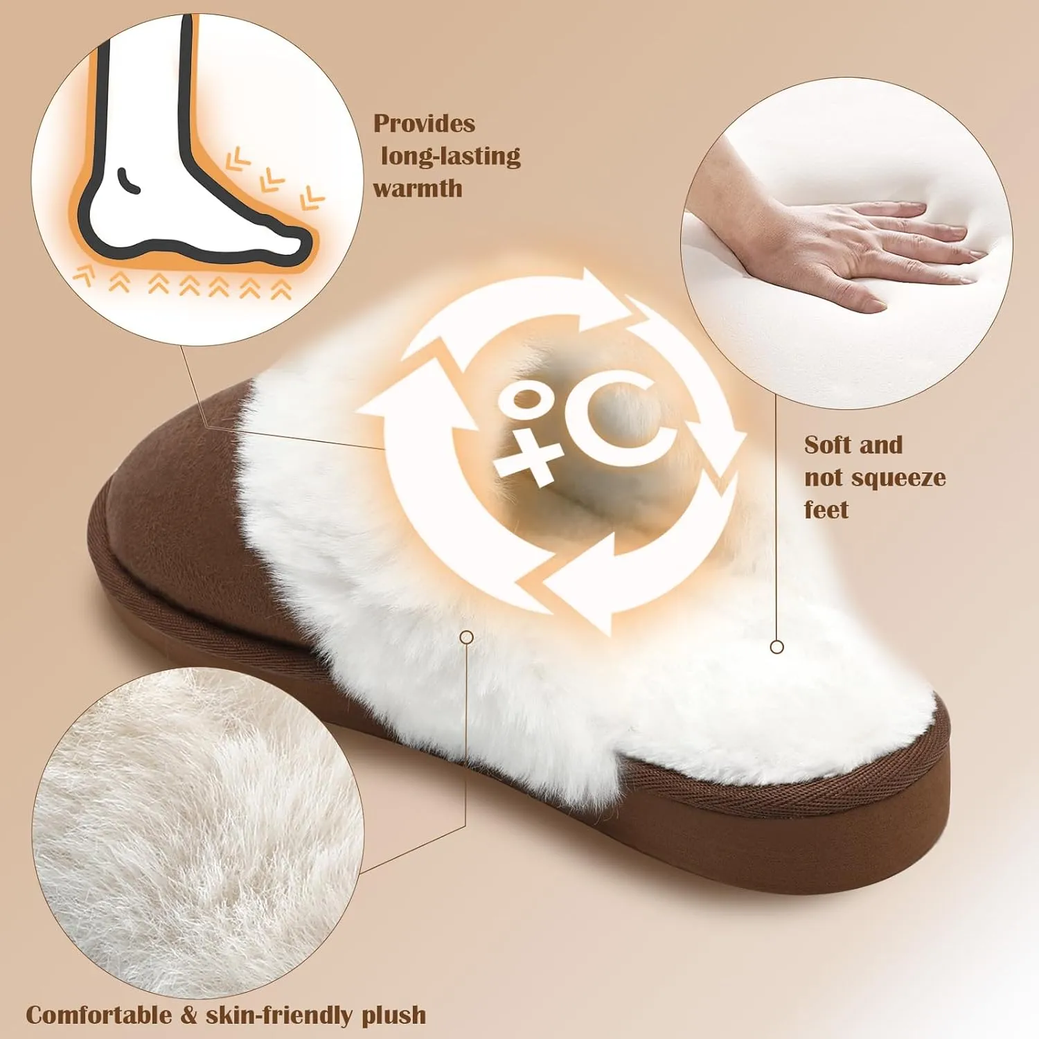 Guyarns Fuzzy House Slippers for Women,Memory Foam Womens Slippers Indoor and Outdoor Non-Slip Faux Fur Comfy Winter House Shoes
