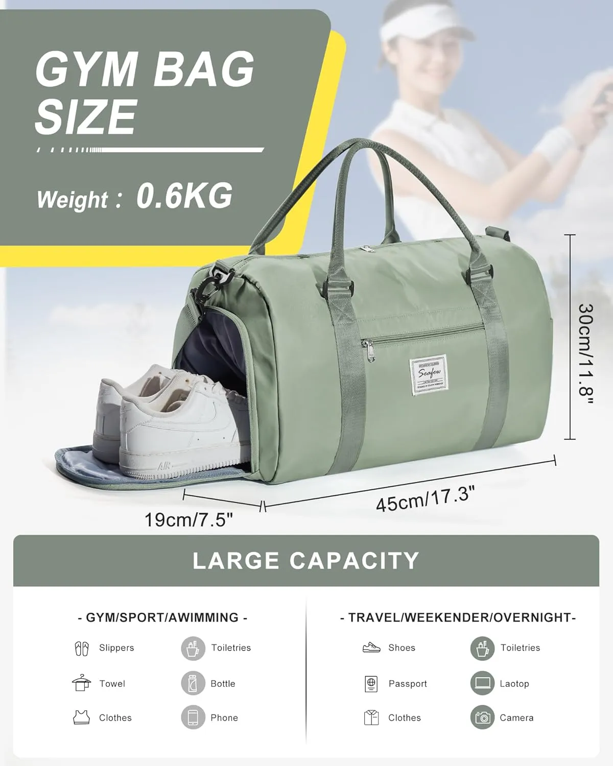 Gym Bags Womens Mens with Shoes Compartment and Wet Pocket,Travel Duffel Bags for Women for Plane,Sport Gym Tote Bags with Toiletry Bags Waterproof Weekend Overnight Bag Carry on Bag Hospital Holdalls