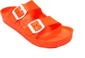 H2K Women's Lightweight Comfort Soft Slides EVA Adjustable Double Buckle Flat Sandals Buddy