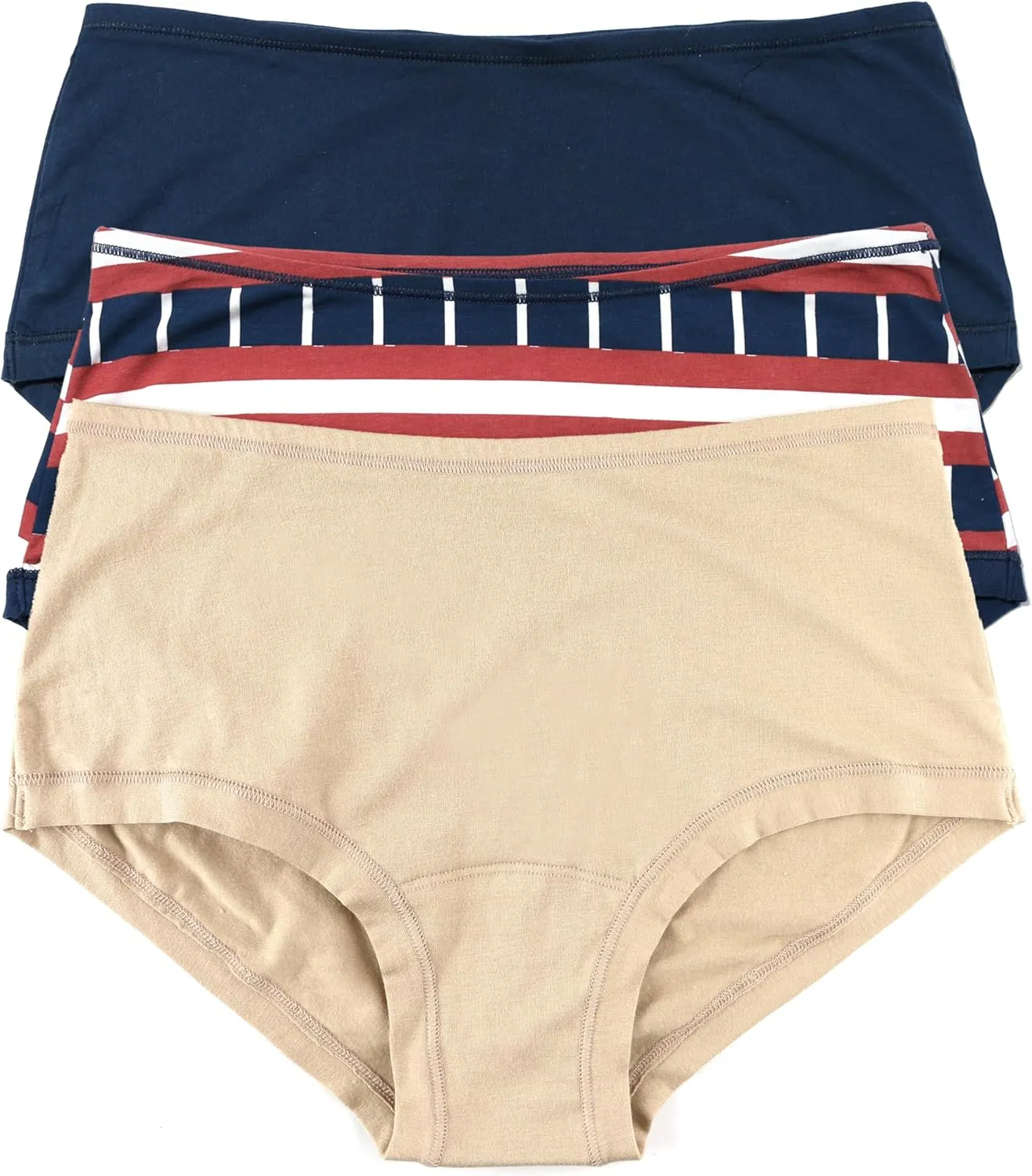 hanky panky - PlayStretch Natural Rise Boyshorts | Cotton Underwear for Women, Every day Panties | Sizes XS-XL | 3 pack