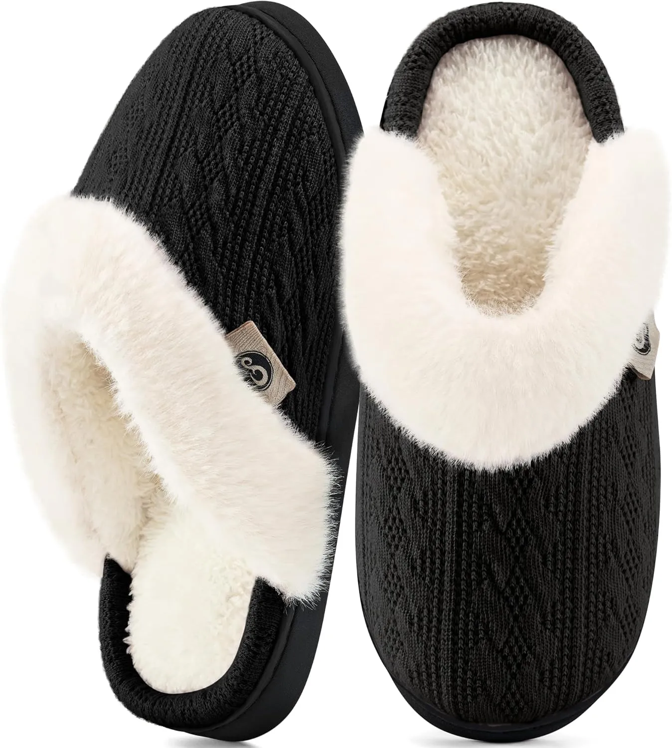 HARENCE Slippers for Women House Shoes: Warm Knit Comfy Fleece Lined Memory Foam Indoor Outdoor Soles