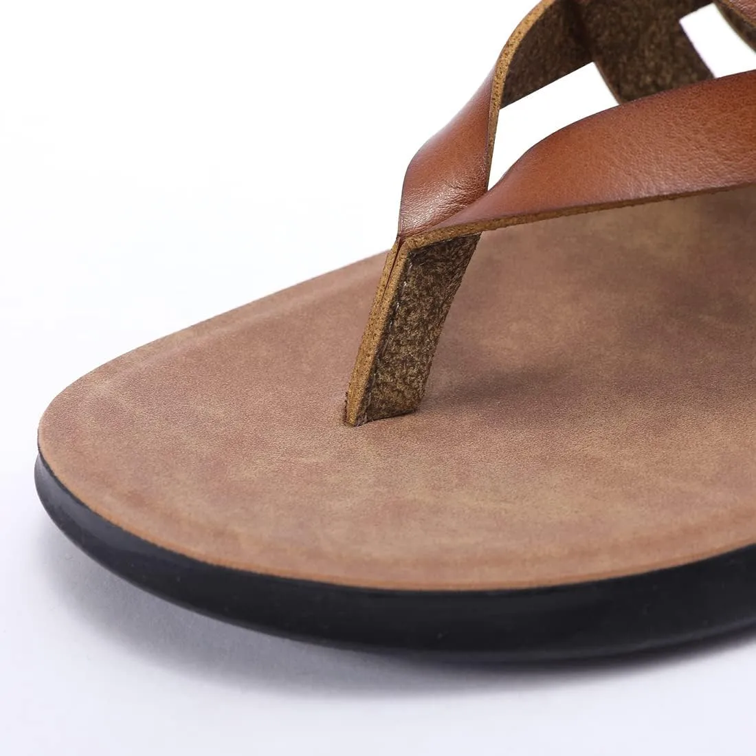 Harssidanzar Mens Leather Sandals,Summer Comfy Outdoor Adjustable Ankle Strap Flat Slip On Sandals For Men's KM218