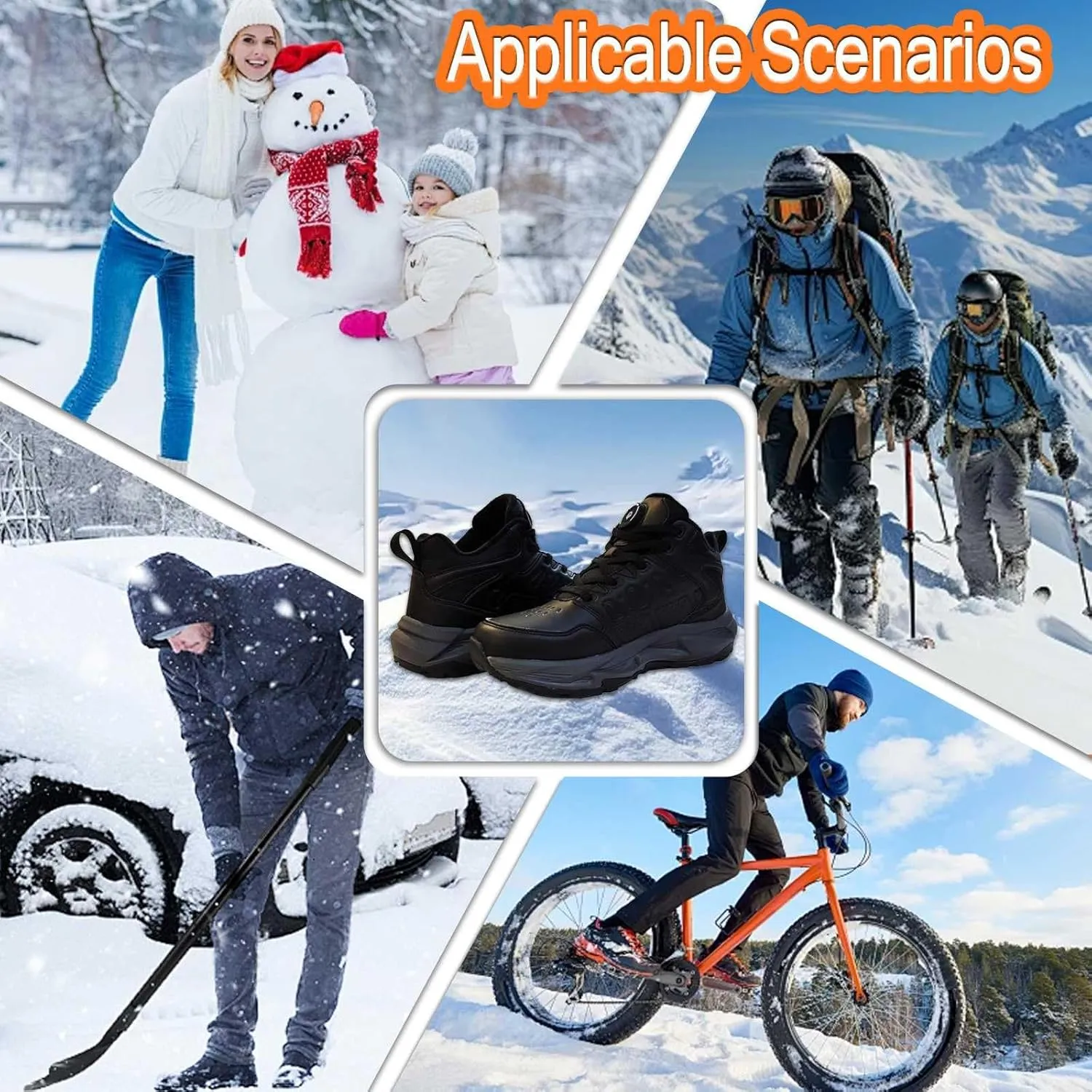 Heated Sneakers for Men Women,4000mAh Battery Rechargeable Foot Warmer Shoes with 3 Heating Levels,Heating Hiking Shoes for Unisex Outdoor Feet Warm Anti-Slip Snow Trail Shoes