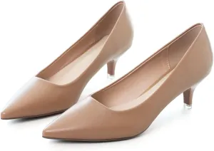 Hee grand Womens Kitten Heels Pumps Classic Low Heel Slip On Closed Pointed Toe Pumps Office Work Dress Pump Shoes