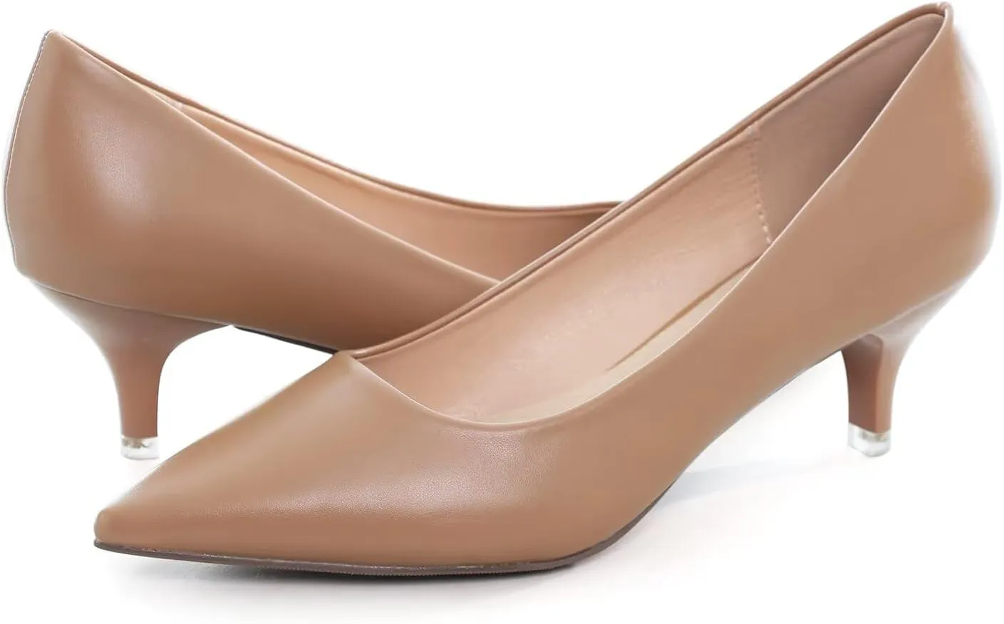 Hee grand Womens Kitten Heels Pumps Classic Low Heel Slip On Closed Pointed Toe Pumps Office Work Dress Pump Shoes